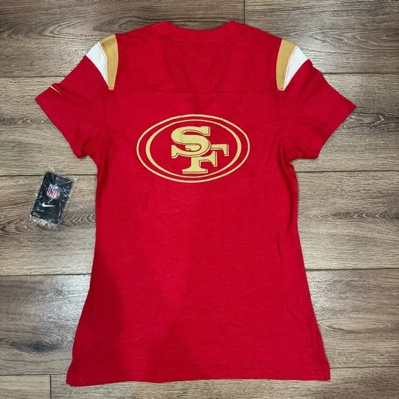 ⭐️NWT⭐️ Nike San Francisco 49ers Women's Red and Gold V-neck Tee, 608755 - Picture 4 of 4